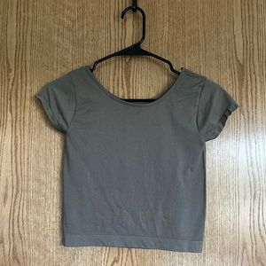 free people brown short sleeve crop top